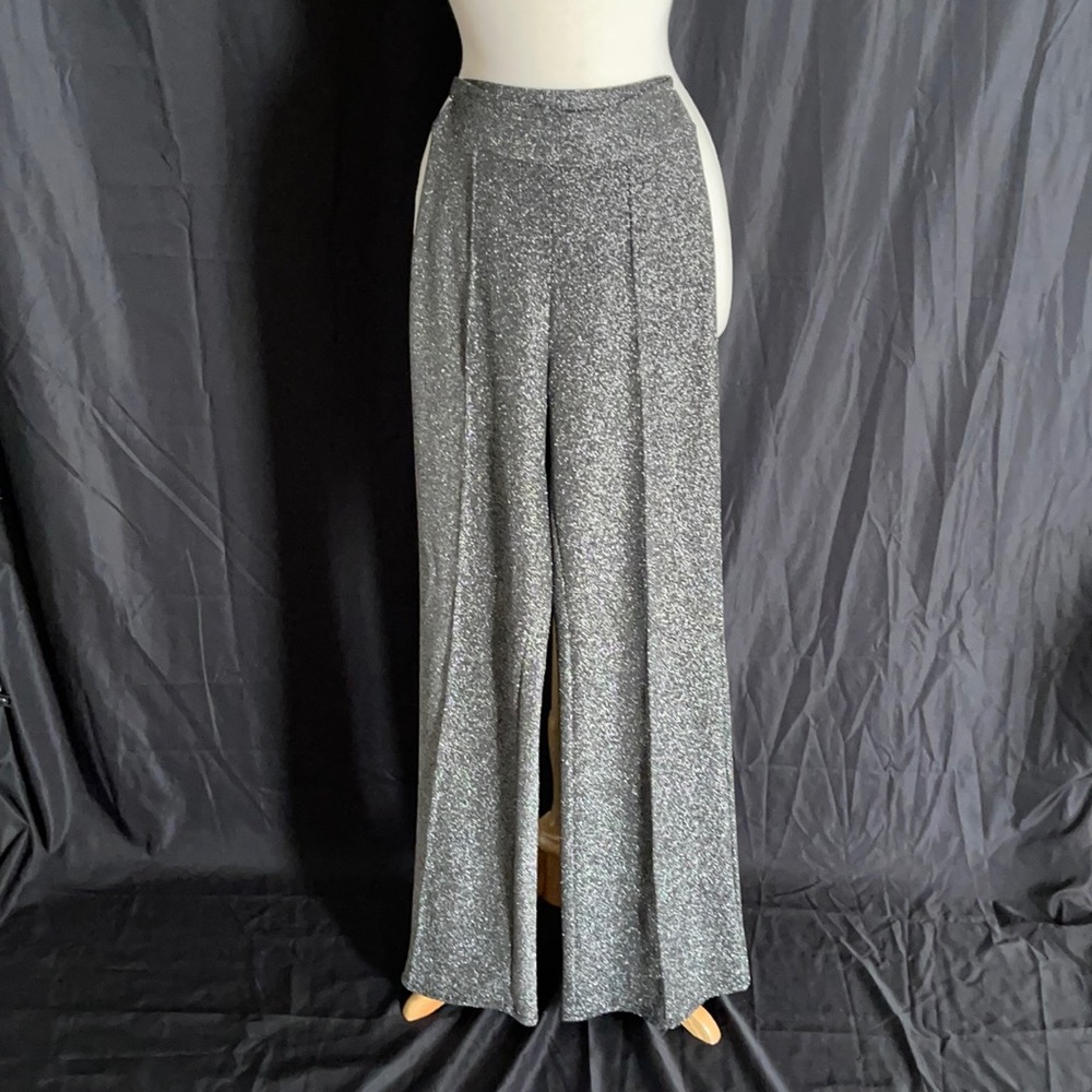 Disco pants. Silver and black. Flared bottom